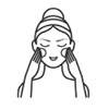 Picto femme qui s'applique de la poudre sur le visage