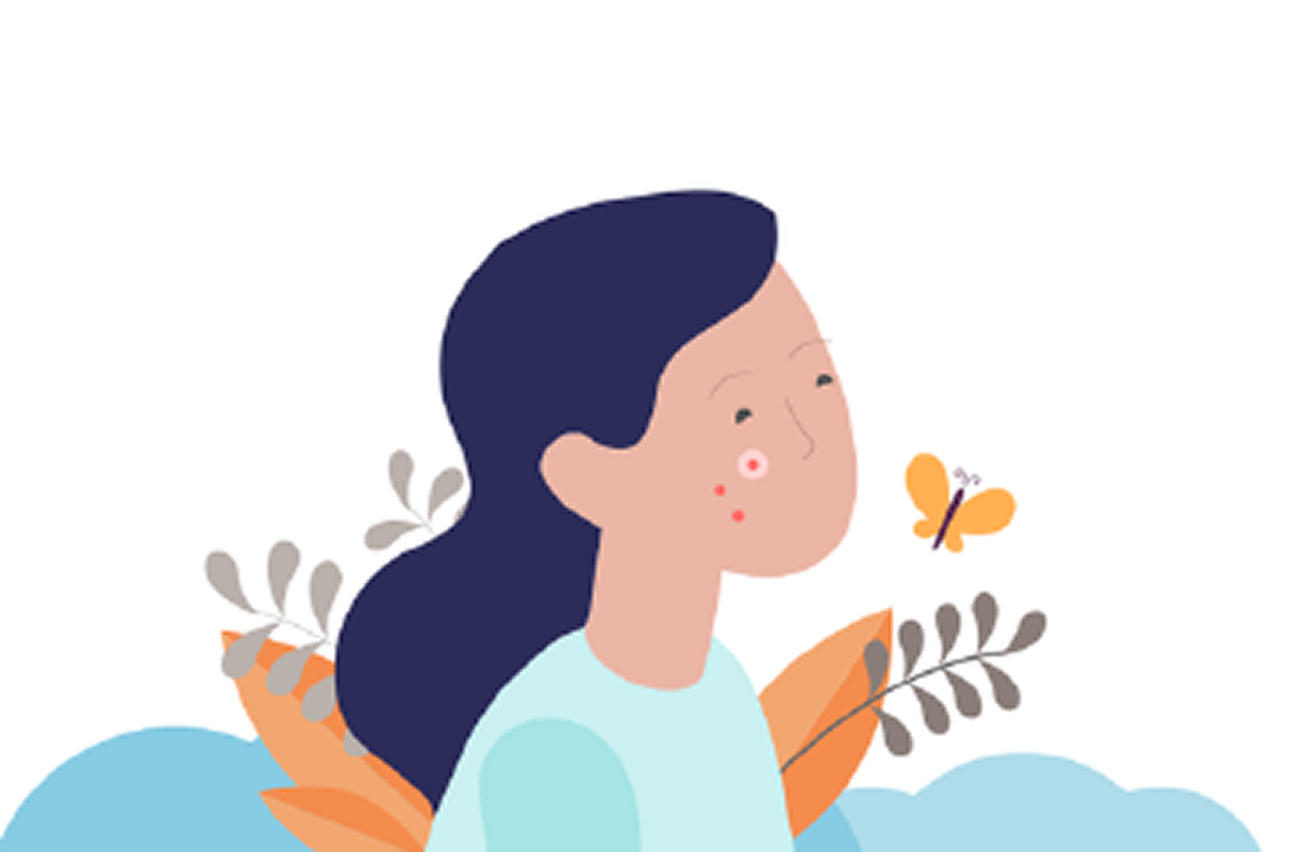 Image flat design d'une femme dans la nature