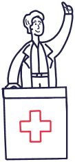 illustration d'un pharmacien derrière son comptoir
